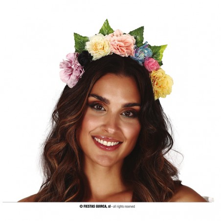 Cerchietto per Capelli Rivestito con Fiori Multicolor Accessori Persona Tropicali