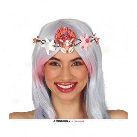 Tiara Rivestita con Conchiglia e Stella Marina Addobbi e Accessori Sirena