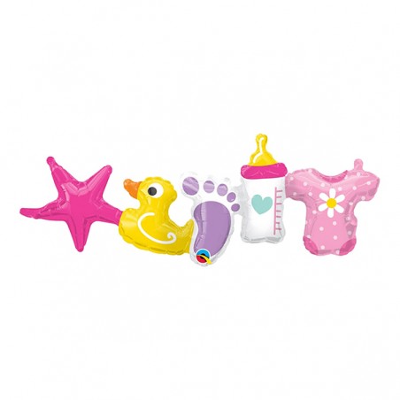 Palloncino in Foil 41" Ghirlanda Nascita Rosa "Baby Girl Garland" Ghirlande in Foil