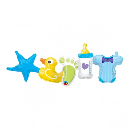 Palloncino in Foil 41" Ghirlanda Nascita Celeste "Baby Boy Garland" Ghirlande in Foil