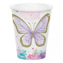 Bicchiere di Carta 266ml con Farfalla "Butterfly Shimmer" 8pz Festa Tema Farfalla