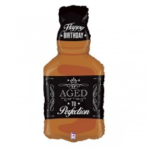 Palloncino in Foil 34" Super Shape Bottiglia di Whisky "Aged To Perfection" Happy Birthday Grabo