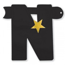 Festone Buon Compleanno Nero Stelle Oro "Stars" Festoni Buon Compleanno