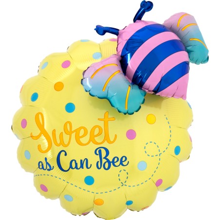 Palloncino in Foil 23" Multi-Balloons Fiore con Ape "Sweet as Can Bee" Ape "Bee Day"