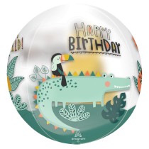 Palloncino in Foil 16" Orbz Giungla Happy Birthday Globe / Orbz / Sfere