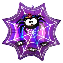 Palloncino in Foil 22" Super Shape Ragnatela Viola Iridescente Halloween