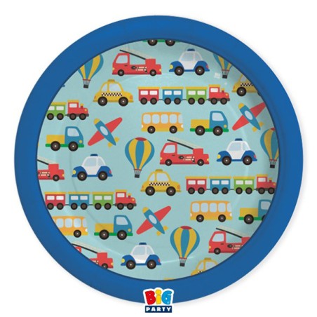 Piatto di Carta 24cm con Veicoli "Vehicles" 8pz Veicoli "Vehicles"