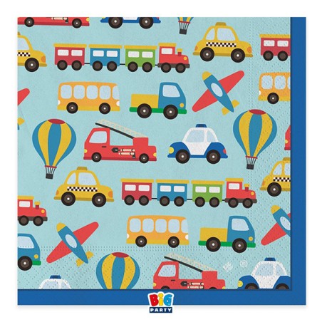 Tovagliolo di Carta 33x33cm Veicoli "Vehicles" 20pz Veicoli "Vehicles"