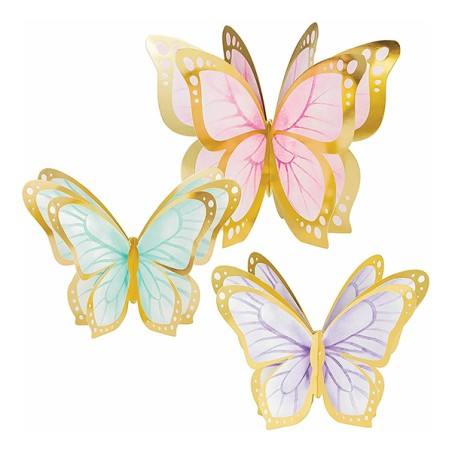 Centrotavola sagomato Farfalle "Butterfly Shimmer" 3pz Festa Tema Farfalla
