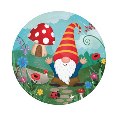 Piatto di Carta 18cm con Gnomi "Party Gnomes" 8pz Gnomi "Gnomes"
