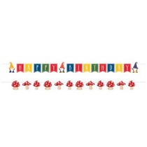 Festone Happy Birthday e Funghetti "Party Gnomes" 2pz Gnomi "Gnomes"