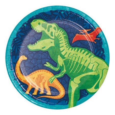 Piatto di Carta 23cm con Dinosauro "Dino Dig" 8pz Dinosauro "Dinosaurs"