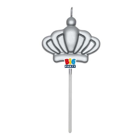 Candelina Picks Corona Argento Metallizzato Candeline Sagomate Fantasia