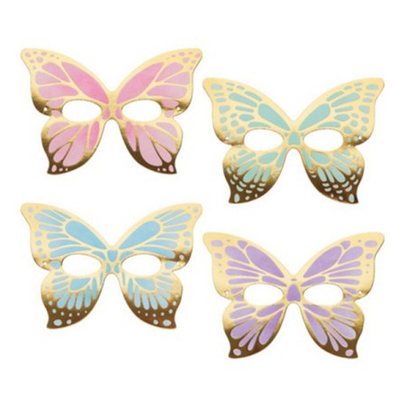 Maschera di Carta Sagomata Farfalla "Butterfly Shimmer" 8pz Festa Tema Farfalla