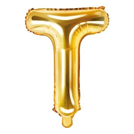 Palloncino in Foil 14" Lettera "T" Oro Lettere Medie Oro 14"/35cm Partydeco