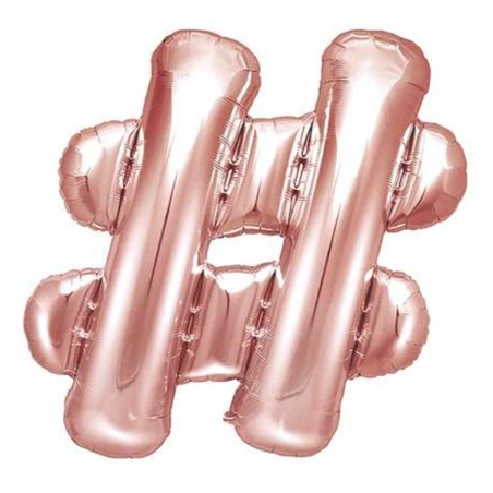 Palloncino in Foil 14" Lettera "Hashtag" Rose Gold Lettere Medie Rose Gold 14"/35cm Partydeco