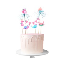 Cake Topper Animali Marini "Underwater World" 6pz Addobbi e Accessori Mare
