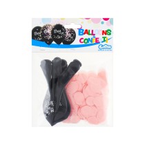 Palloncino in Lattice 12" Nero con Stampa Boy or Girl? con Confetti Rosa 4pz Palloncini Gender Reveal Boy or Girl?