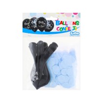 Palloncino in Lattice 12" Nero con Stampa Boy or Girl? con Confetti Celesti 4pz Palloncini Gender Reveal Boy or Girl?