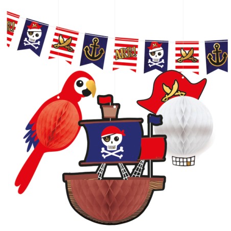 Decorazione Kit Pirati "Pirates" 4pz Festa Tema Pirata "Pirates"