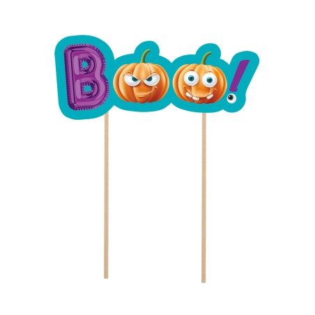 Cake Topper di Halloween Sagomato "Boo!" 18cm Accessori Tavola Halloween