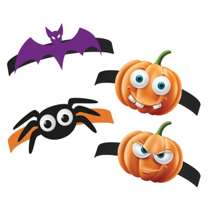 Cerchietto di Carta Assortito a Tema Halloween 4pz Accessori Persona Halloween