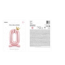 Palloncino in Foil 41" Standups Numero 0 Rosa con Corona Numeri Standups Rosa 41"/103cm