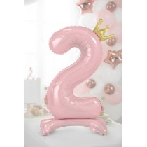 Palloncino in Foil 41" Standups Numero 2 Rosa con Corona Numeri Standups Rosa 41"/103cm