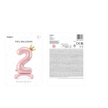 Palloncino in Foil 41" Standups Numero 2 Rosa con Corona Numeri Standups Rosa 41"/103cm