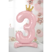Palloncino in Foil 41" Standups Numero 3 Rosa con Corona Numeri Standups Rosa 41"/103cm