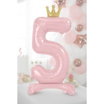 Palloncino in Foil 41" Standups Numero 5 Rosa con Corona Numeri Standups Rosa 41"/103cm