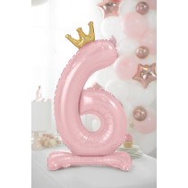 Palloncino in Foil 41" Standups Numero 6 Rosa con Corona Numeri Standups Rosa 41"/103cm