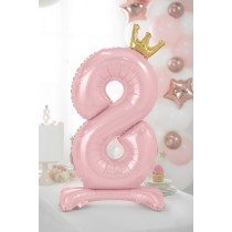 Palloncino in Foil 41" Standups Numero 8 Rosa con Corona Numeri Standups Rosa 41"/103cm