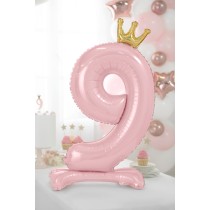 Palloncino in Foil 41" Standups Numero 9 Rosa con Corona Numeri Standups Rosa 41"/103cm
