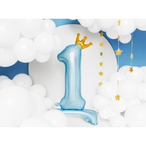 Palloncino in Foil 41" Standups Numero 1 Celeste con Corona Numeri Standups Celeste 41"/103cm