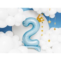 Palloncino in Foil 41" Standups Numero 2 Celeste con Corona Numeri Standups Celeste 41"/103cm