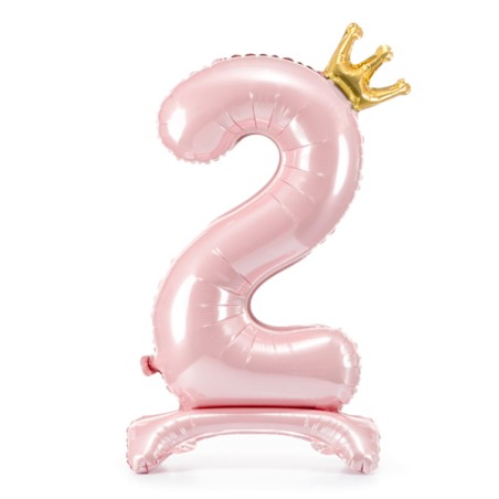Palloncino in Foil 41" Standups Numero 2 Rosa con Corona Numeri Standups Rosa 41"/103cm