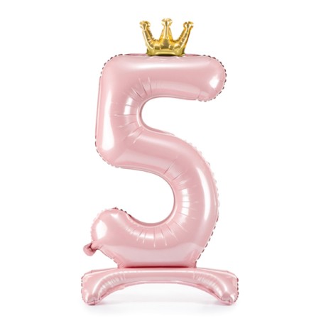 Palloncino in Foil 41" Standups Numero 5 Rosa con Corona Numeri Standups Rosa 41"/103cm