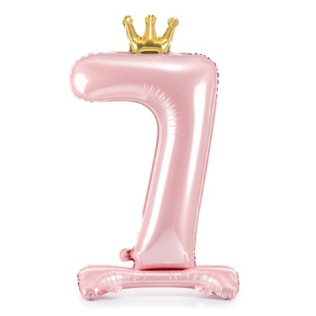 Palloncino in Foil 41" Standups Numero 7 Rosa con Corona Numeri Standups Rosa 41"/103cm