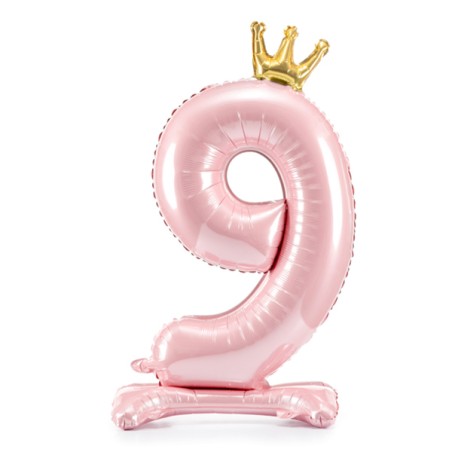 Palloncino in Foil 41" Standups Numero 9 Rosa con Corona Numeri Standups Rosa 41"/103cm
