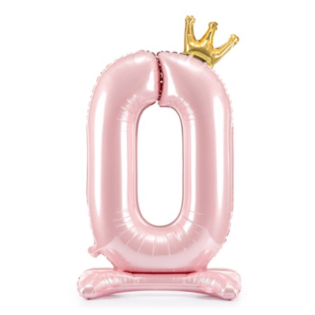Palloncino in Foil 41" Standups Numero 0 Rosa con Corona Numeri Standups Rosa 41"/103cm