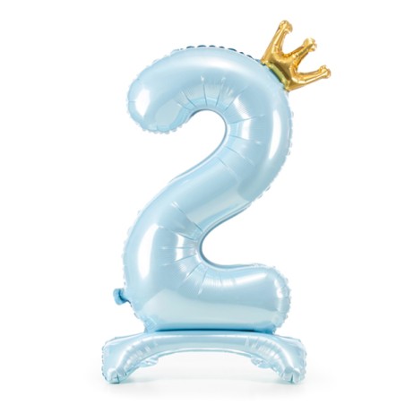 Palloncino in Foil 41" Standups Numero 2 Celeste con Corona Numeri Standups Celeste 41"/103cm