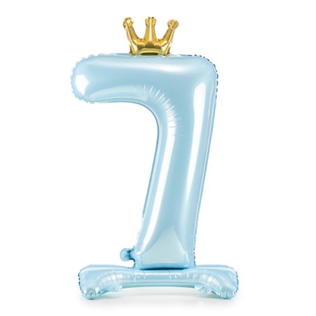 Palloncino in Foil 41" Standups Numero 7 Celeste con Corona Numeri Standups Celeste 41"/103cm