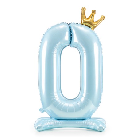 Palloncino in Foil 41" Standups Numero 0 Celeste con Corona Numeri Standups Celeste 41"/103cm