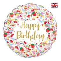 Palloncino in Foil 18" Happy Birthday Frutta e Caramelle Palloncini in Foil Oaktree