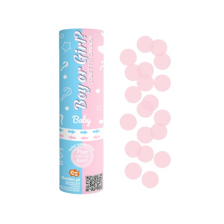 Party Cannon Rosa 15cm "Boy or Girl" Addobbi Gender Reveal Boy or Girl?