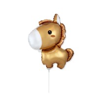 Palloncino in Foil 14" Mini Shape Cavalluccio Marrone Animali (Fattoria e Domestici)