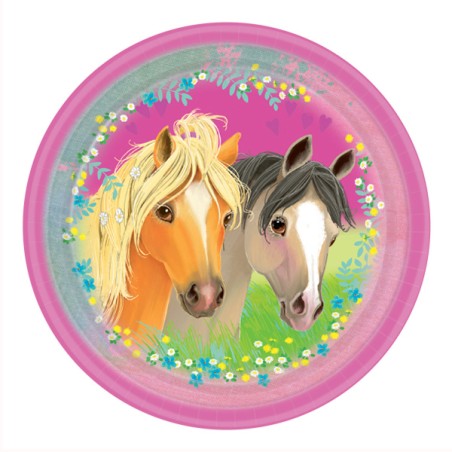 Piatto di Carta 23cm con Cavallo "Pretty Pony" 8pz Festa Tema Cavallo "Horse"