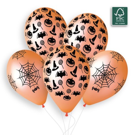 Palloncino in Lattice 12" GFS110 Mix "Halloween Spider" 5pz Gemar "Halloween"
