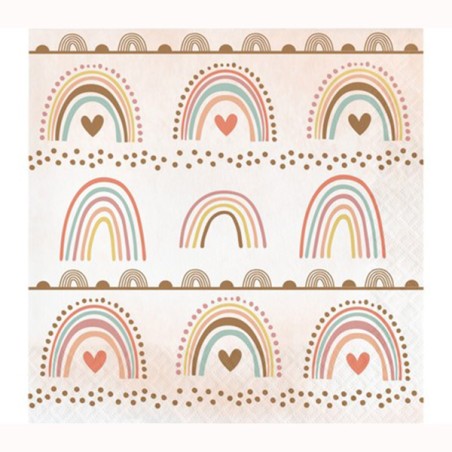 Tovagliolo di Carta 33x33cm Arcobaleno Vintage "Boho Rainbow" 16pz Arcobaleno "Boho Rainbow"